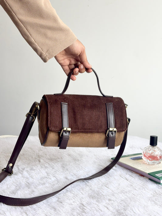 Brown Corduroy Drum Bag