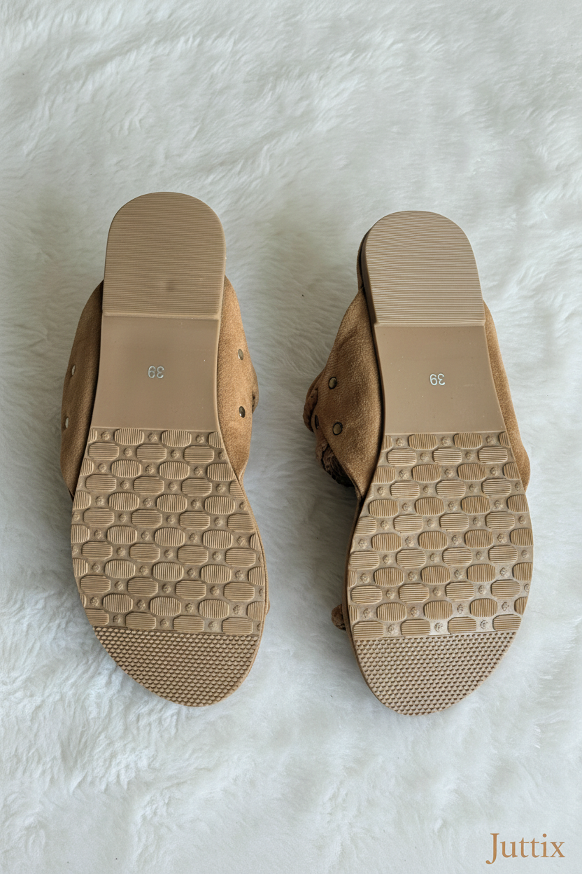 Kolhapuri footwear sole with Juttix branding