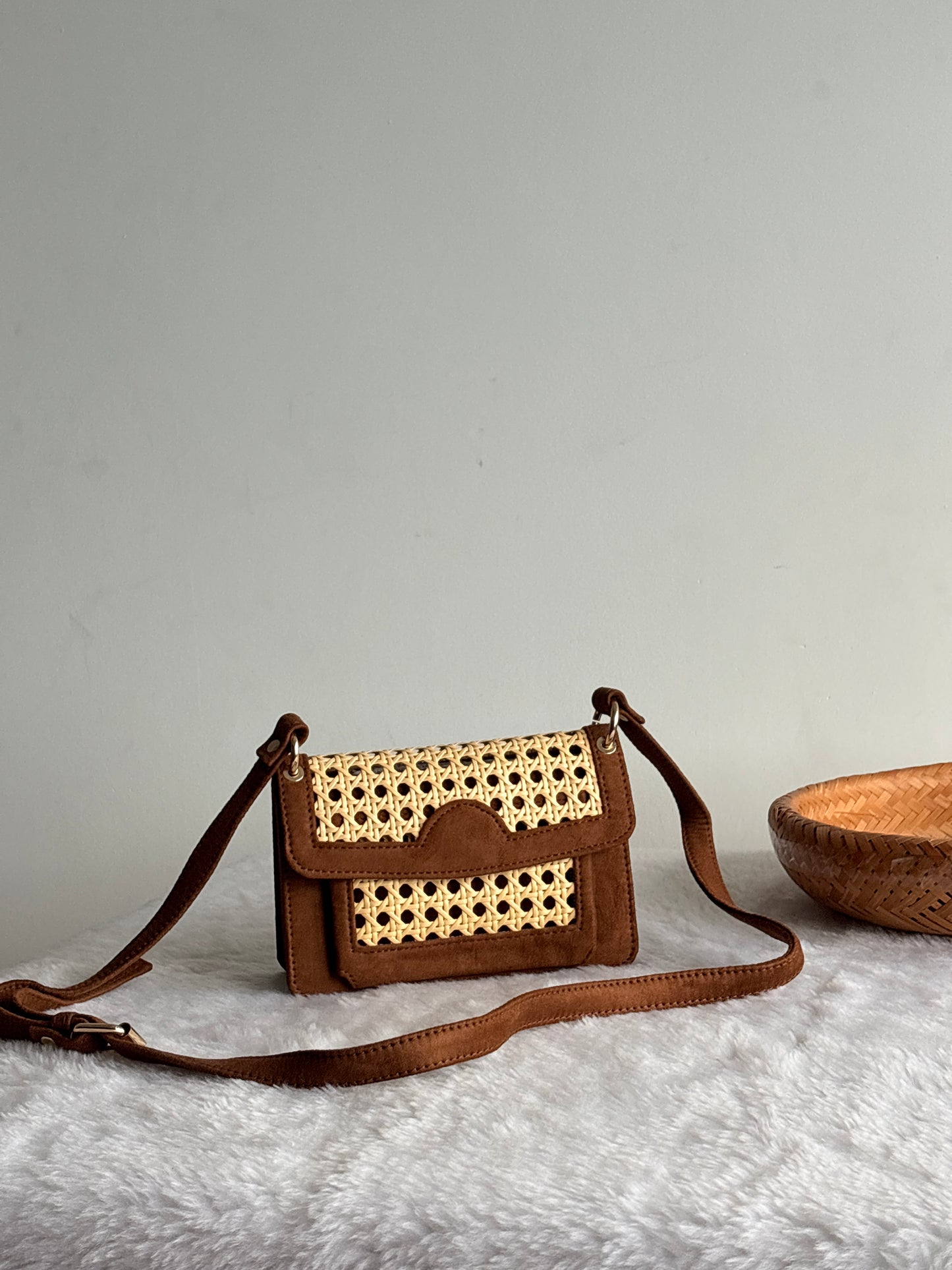 Artisan Woven Rattan Mini Sling Bag