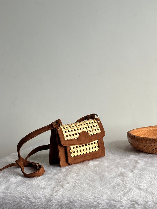 Artisan Woven Rattan Mini Sling Bag