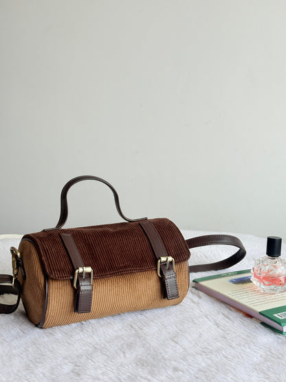 Brown  Corduroy Drum Bag