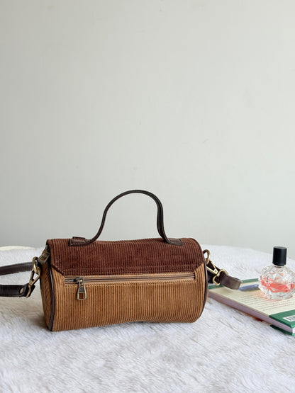 Brown  Corduroy Drum Bag