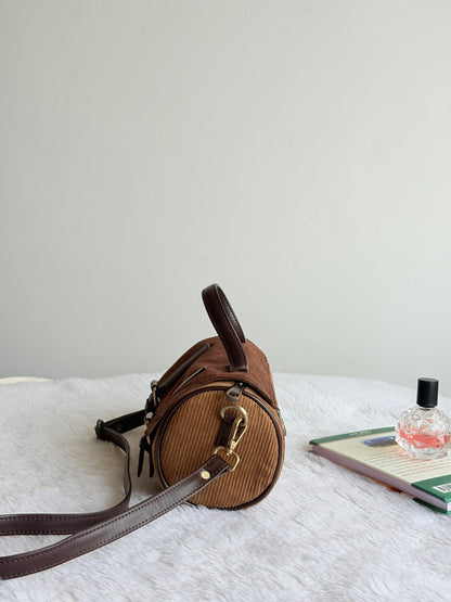 Brown  Corduroy Drum Bag