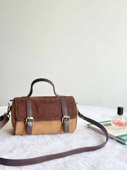 Brown  Corduroy Drum Bag