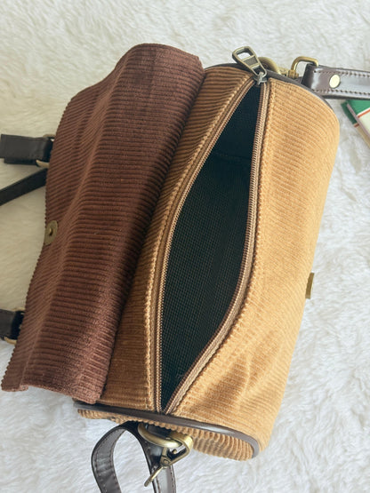 Brown  Corduroy Drum Bag