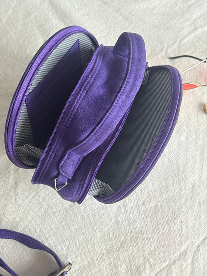 Purple studded round drum bag - additional angle