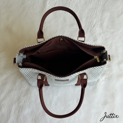 Interior view showing multiple compartments and pockets