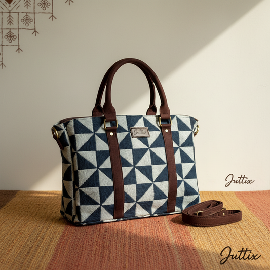 Juttix branded background for geometric bag