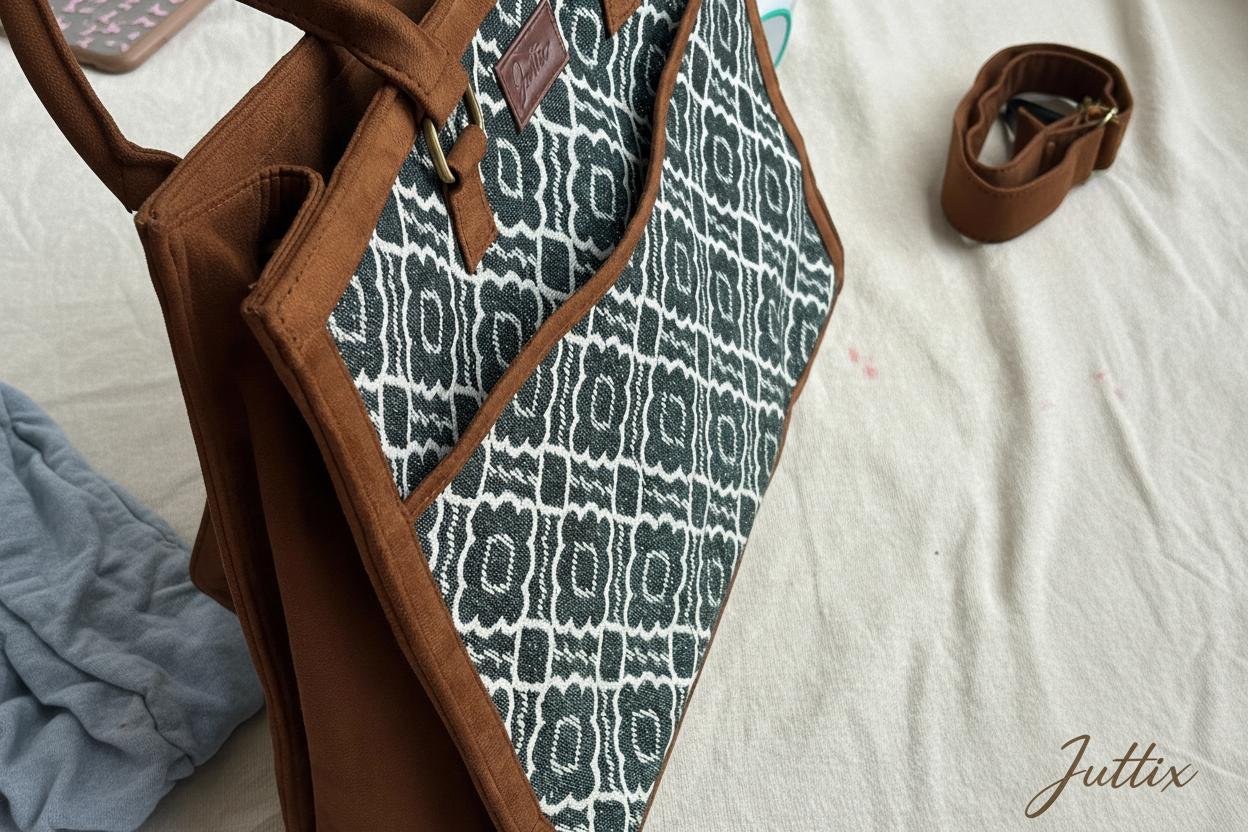 Juttix branded handbag close-up