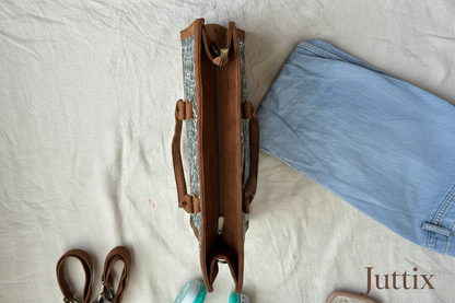 Juttix branded handbag top view