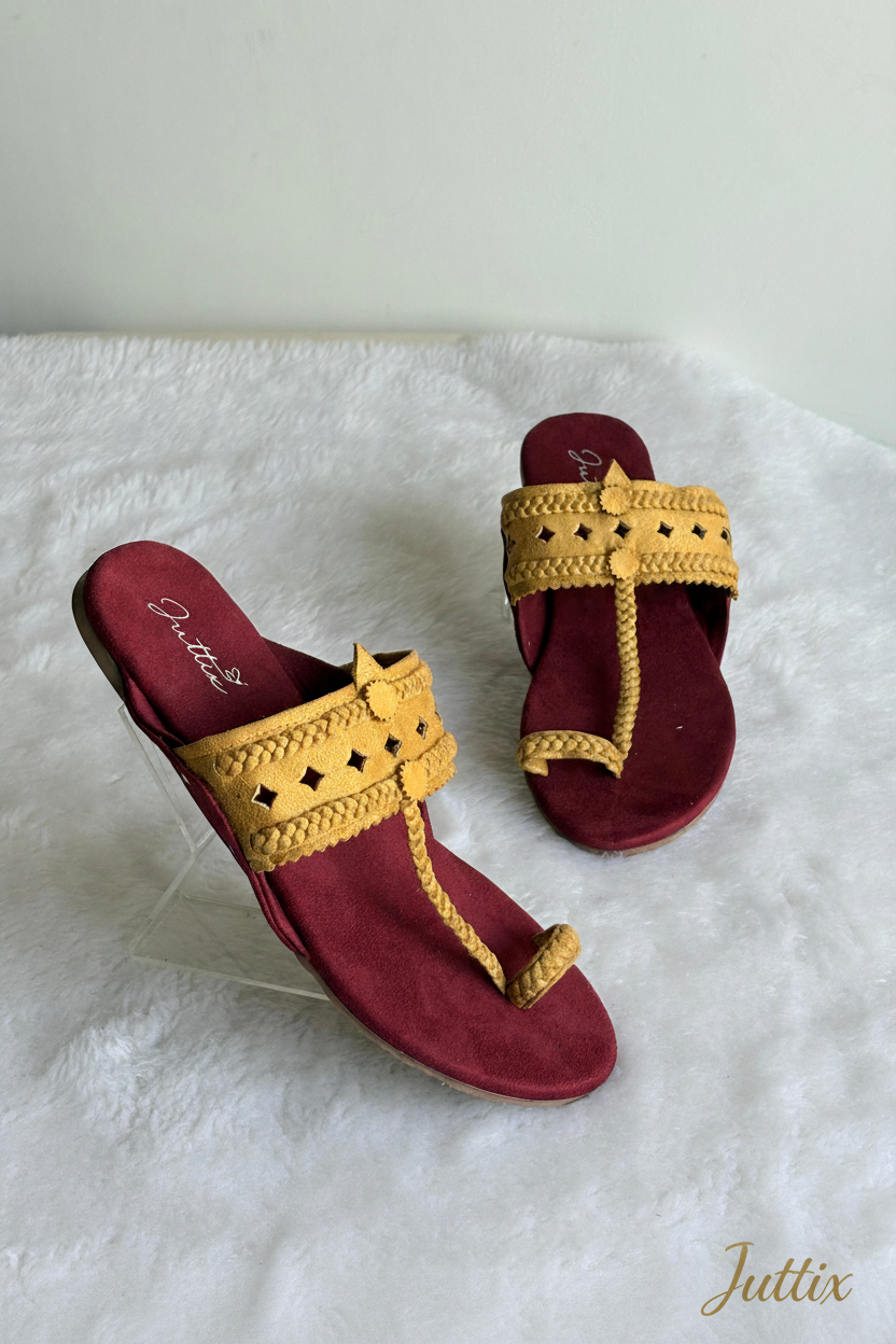 Juttix branded Kolhapuri footwear pair