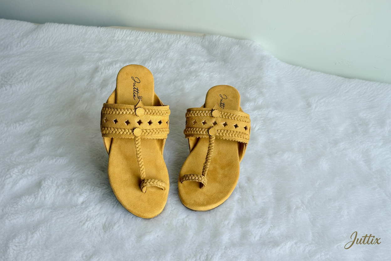 Kolhapuri sandals with Juttix branding