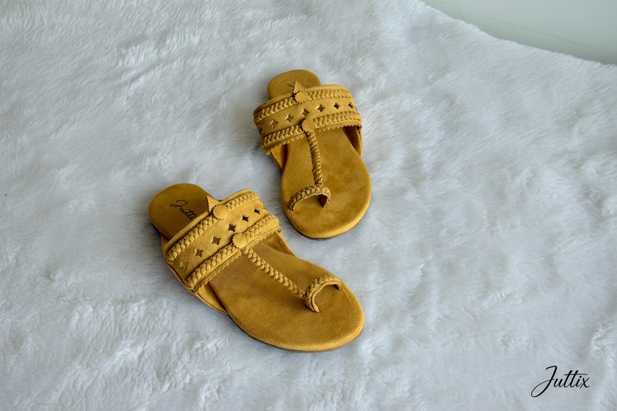 Kolhapuri sandals with Juttix branding