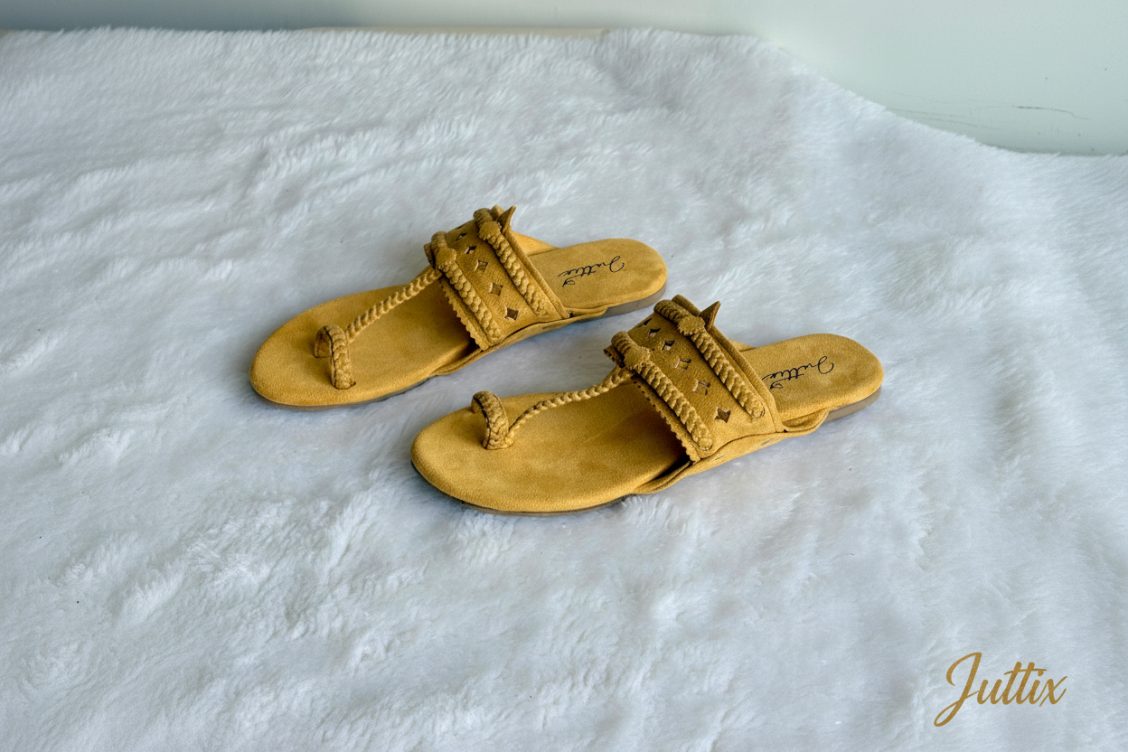 Kolhapuri sandals with Juttix branding